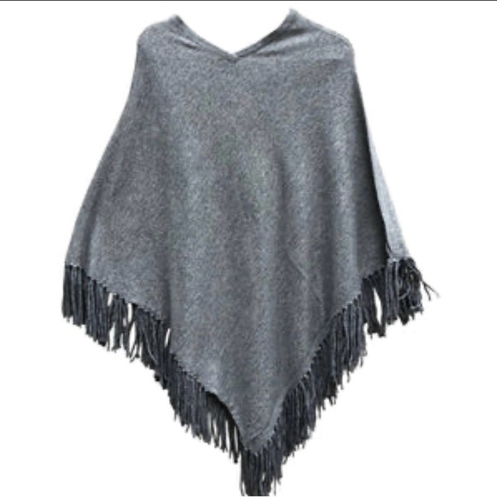 Grey Wool Lightweight Poncho